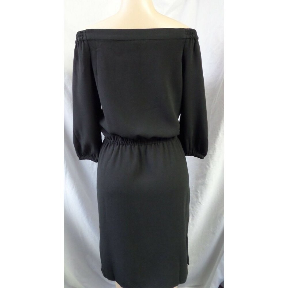 "ANN TAYLOR" BLACK OFF-SHOULDER BLOUSON A LINE 3/4 SLEEVES DRESS SIZE: 6 NWT - Picture 4 of 4